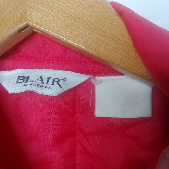 Vintage Blair Womens M Winter Coat Red Nylon Pockets Pointed Collar Zip Retro - Picture 5 of 7